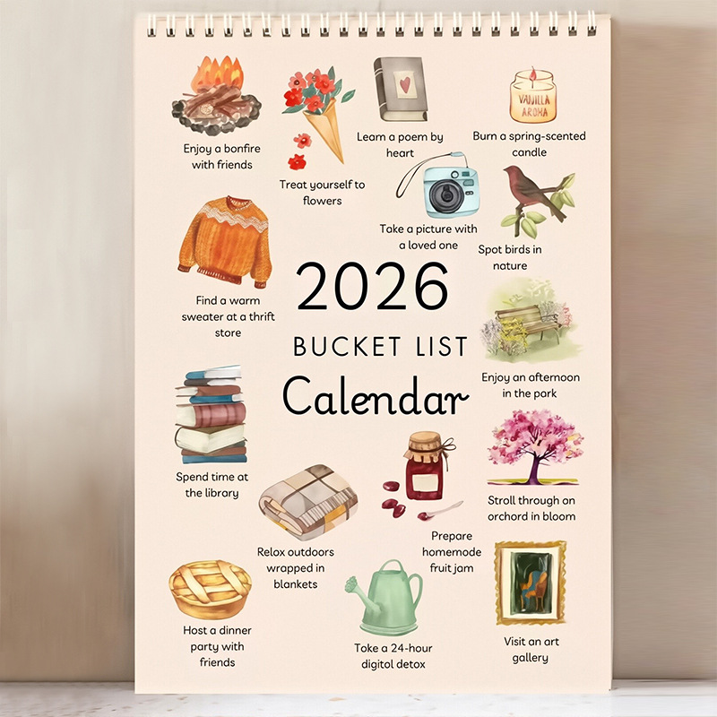 跨境HERE WE FUCKING GO AGAIN 2026 CALENDAR日历愿望清单圈线本