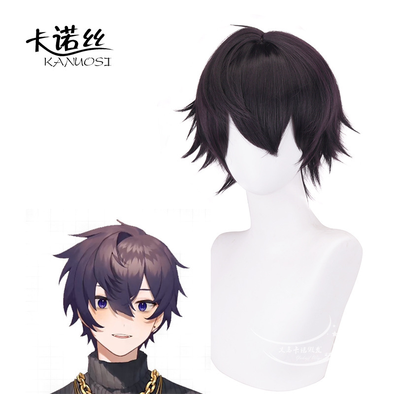 Virtual Idol anchor btuber Rainbow Club shoto new member cos wig anti-curling black purple Big Head skin