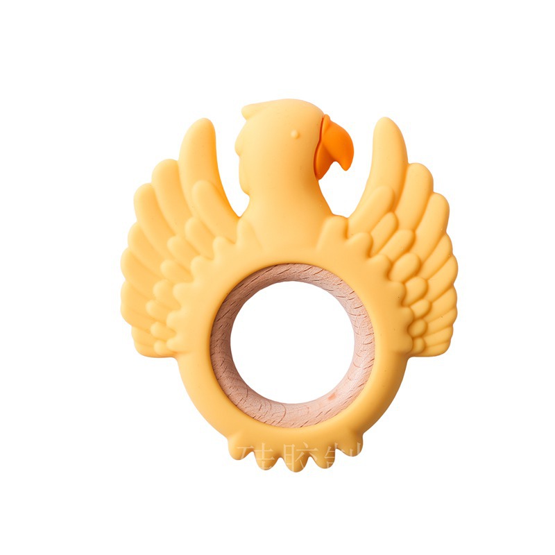 Silicone eagle teether yellow