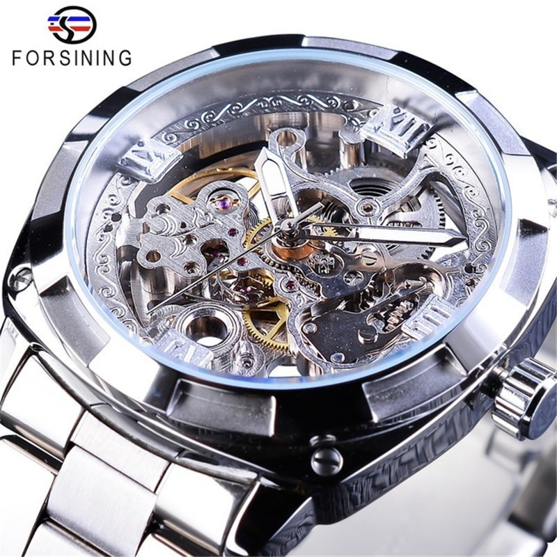 Entrega de una pieza Forsining reloj mecánico automático casual reloj de hombre hueco reloj de hombre reloj mecánico automático