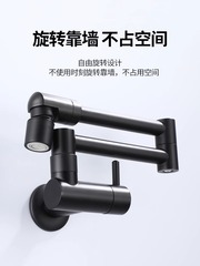 跨境入牆式廚房洗菜盆水龍頭單冷加長拖把池旋轉摺疊全銅延伸器