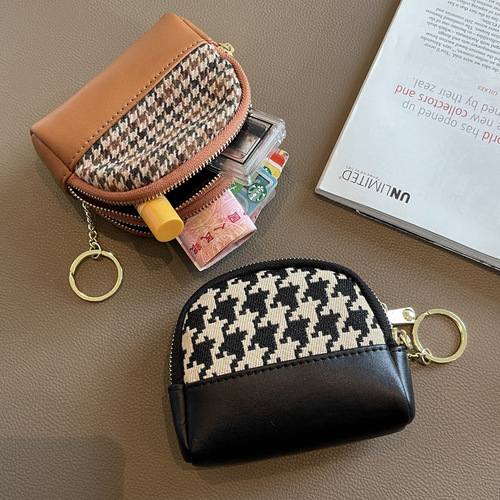 2024 New Fabric Coin Purse Women's European and American Double Zipper Short Small Wallet Key Card Holder Coin Bag Fashion