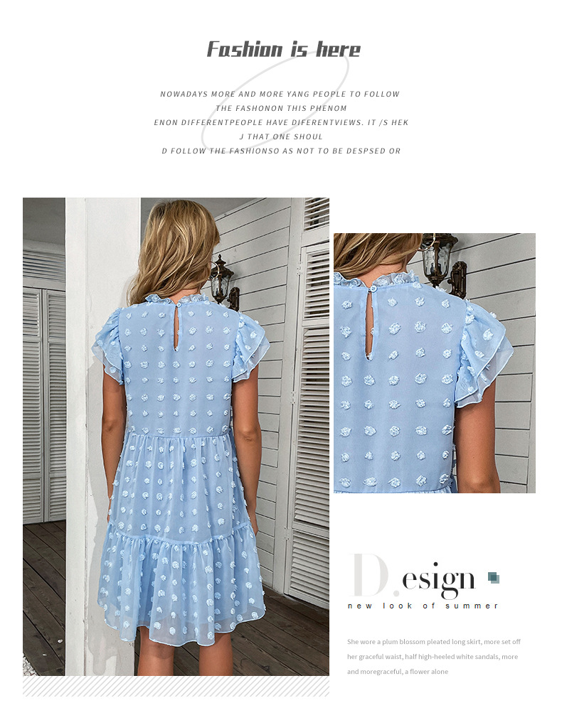 Solid Color Loose Jacquard Chiffon Dress_voghion.com