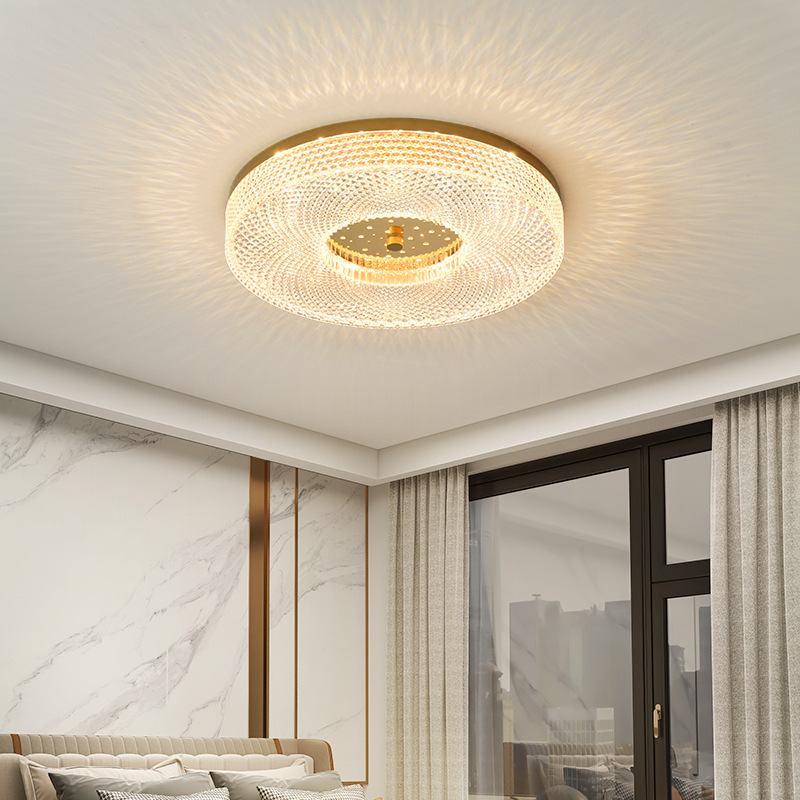 Lámpara de dormitorio, lámpara de techo, lámpara principal de lujo para villa, lámpara moderna, sencilla y elegante para sala de estar, lámpara redonda para dormitorio, 118L.