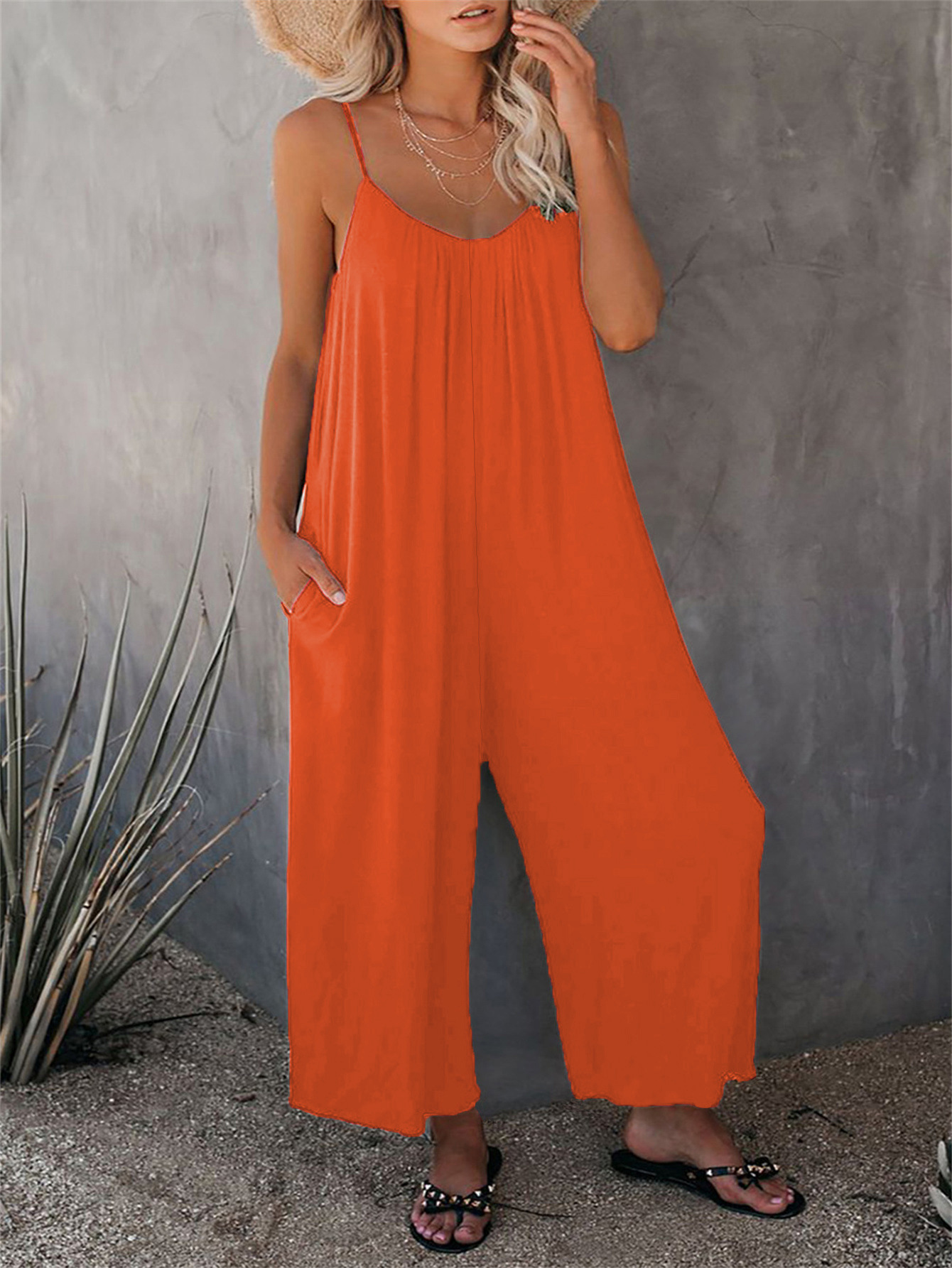 280g Weight Sleeveless Sleeve Length Full Length Pants Length Cotton Blend, Polyester Fabric Type Mid Waist Waist Line Jumpsuits Pants Type Bodysuits Tops Type Holiday, Daily Occasion Loose Fit Type Solid Color Pattern Summer, Spring Season Women's Gender Casual Style Women's Holiday Daily Bodysuits Casual Solid Color Full Length Jumpsuits 39