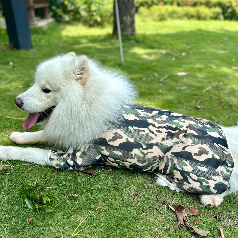 犬服夏薄いメッシュ大型犬ゴールデンレトリバーサモエド四本足服汚れ防止、抜け毛防止夏の日焼け止め|undefined