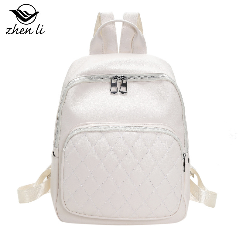 Women's Travel Backpack Pu Leather Embroidered Thread Leisure Bag_voghion.com