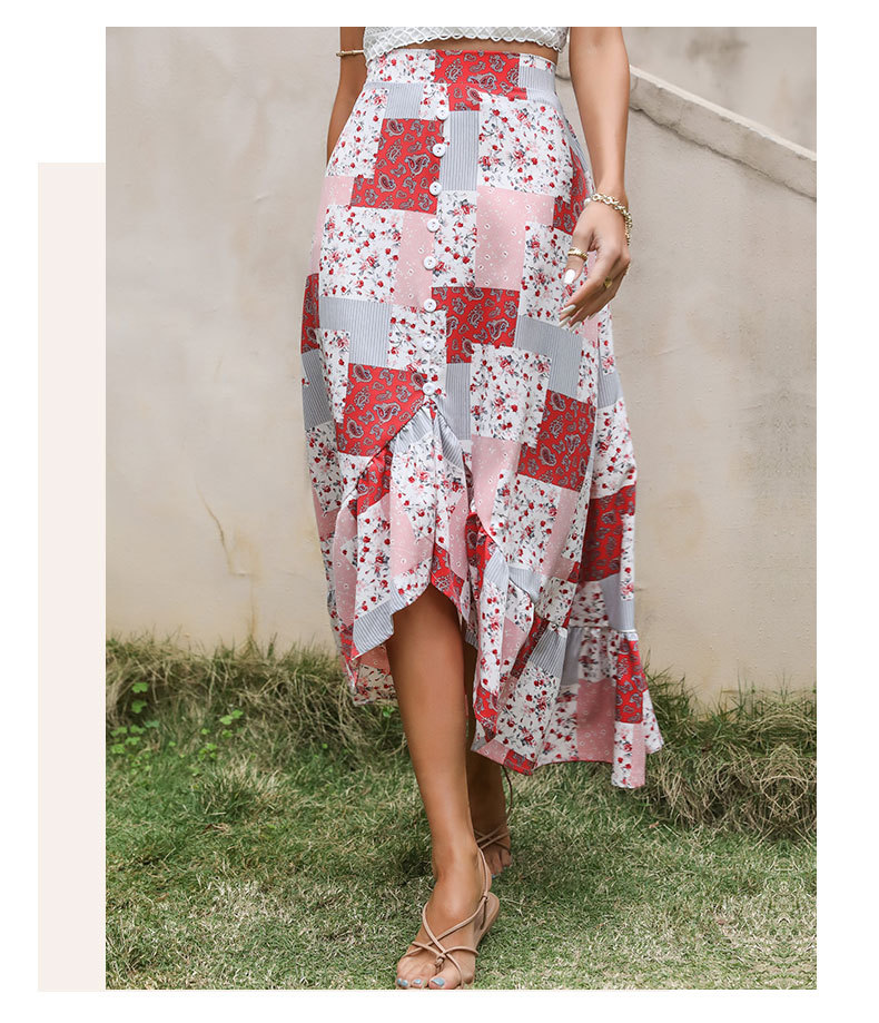 ethnic style print big swing chiffon long skirt  NSYMR52564