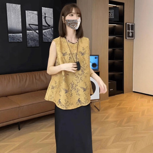 New Chinese Style Sleeveless Embroidered Vest for Women, Summer New Single-Breasted Slimming Waistcoat Top Trendy