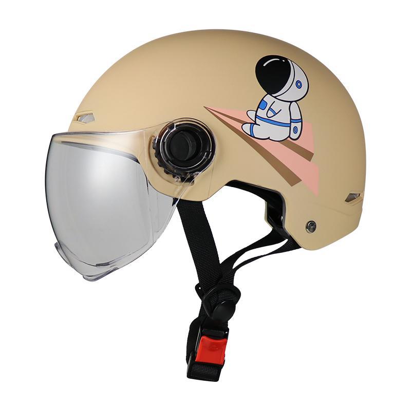 Auto Parts and Accessories, Diàndòngchē helmet, breathable, adjustable - matte-khaki-airplane-adult-brown-lens-bear-ears
