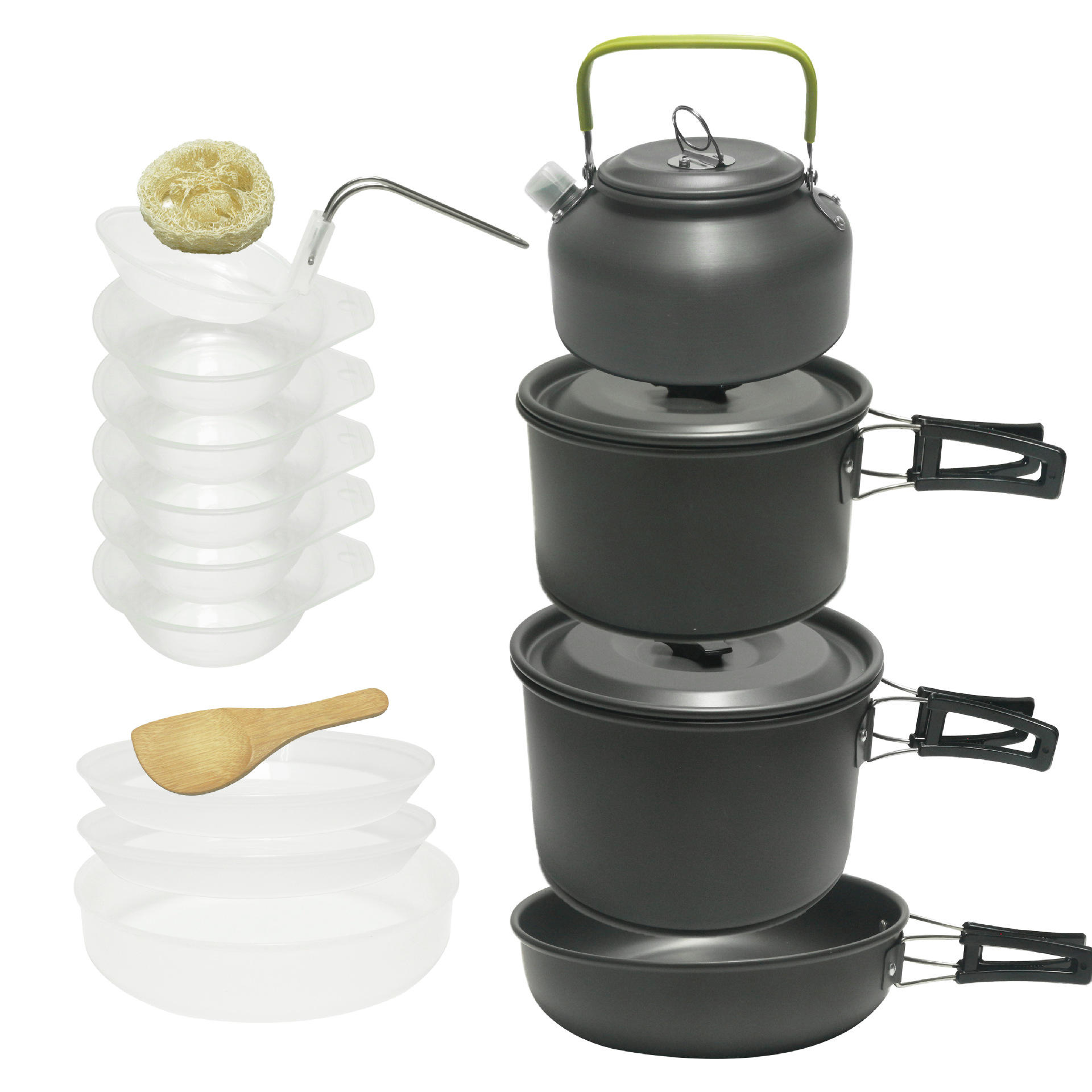 Conjunto de olla de camping al aire libre 4-5 personas más tetera combinación DS-508 olla conjunto portátil picnic olla tetera traje