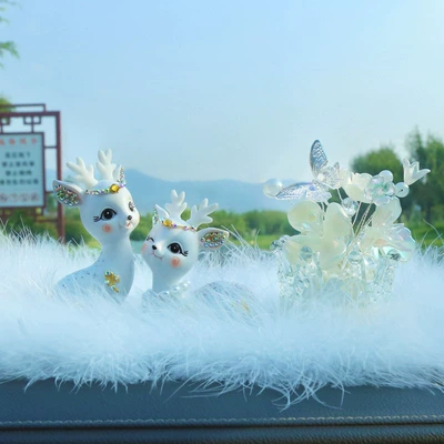 High-End Goddess Dashboard Cloud – Car ornaments - diamond-auspicious-cloud-deerexquisitelarge-feather-pad