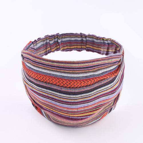 National-style cotton and linen embroidered wide headband, white hair covering headband, head scarf, head cover, hat hair accessory, postpartum hat, women's hair tie