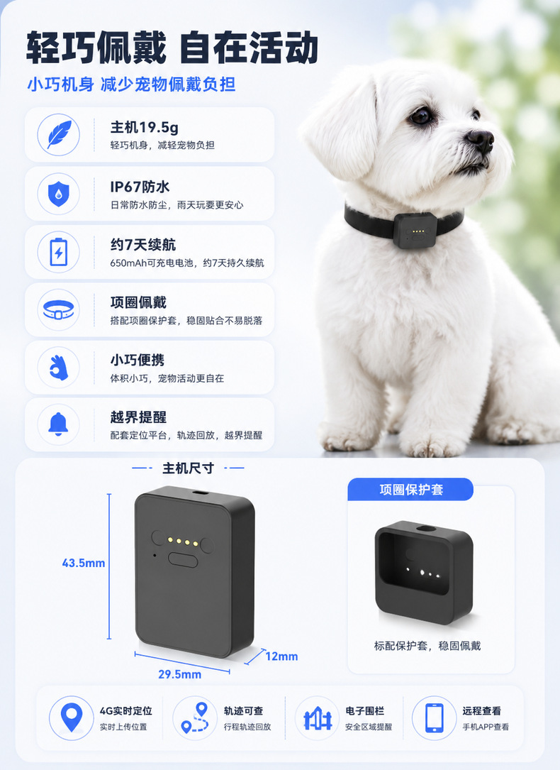Smart 4G Pet Wireless Anti-Loss Locator Cat and Dog Beidou GPS Tracker Waterproof IP67 Real-Time Locator
