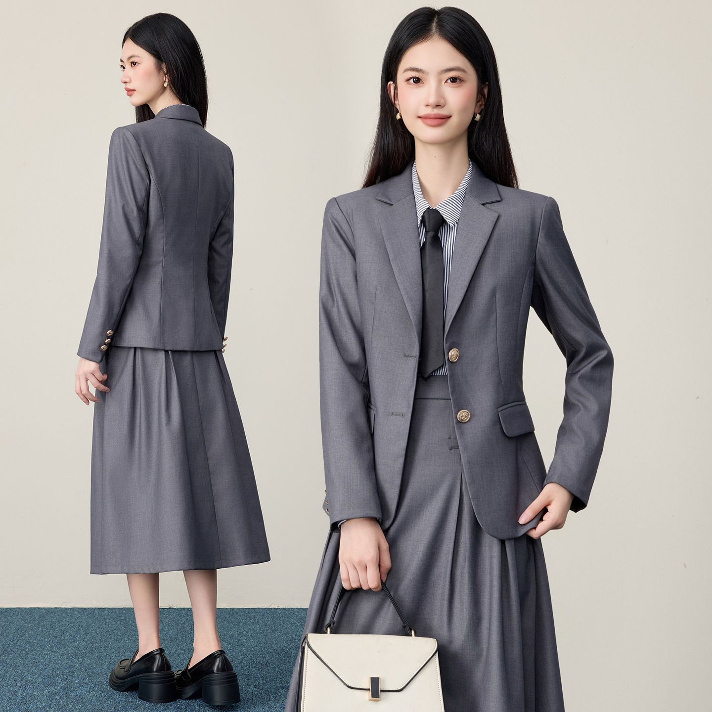 College Style Jk Uniform Jacket Female Autumn and Winter Kindergarten Teacher Uniform Interview Suit Pleated Skirt Suit Work Clothes
