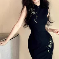 # Новый домашний китайский стиль с вышивкой в гонконгском стиле, улучшенный тонкий эластичный костюм Cheongsam, женское платье