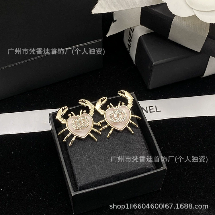 Marine necklace pearl, cute earrings, Chanel style, high-quality style, light luxury style