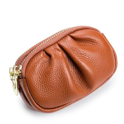Pequeño bolso de cambio de mujer simple PU multifuncional temperamento práctico plegado tipo doble cremallera bolsa de monedas de mujer