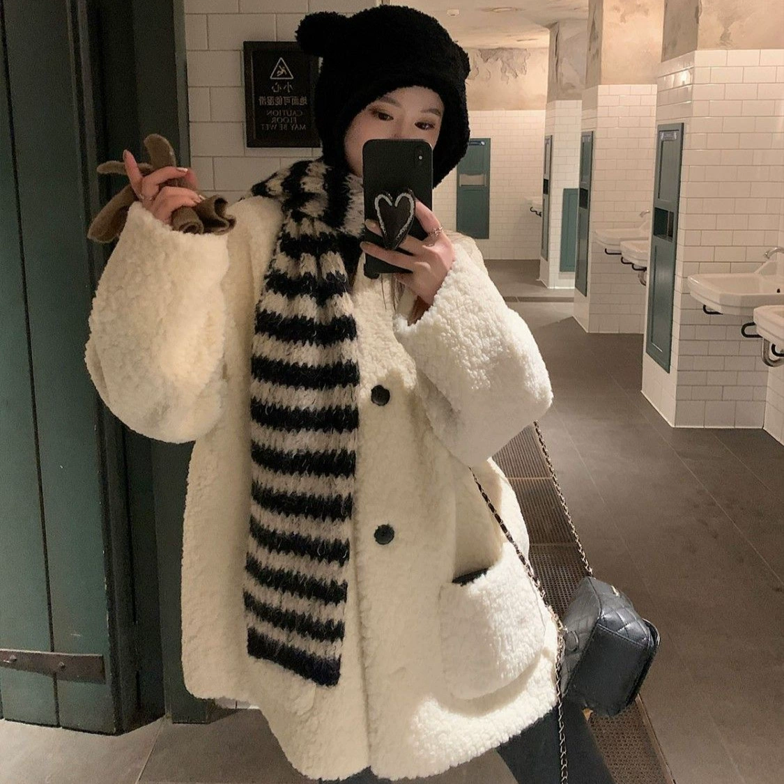 Зимнее корейское модное темпераментное кожаное пальто