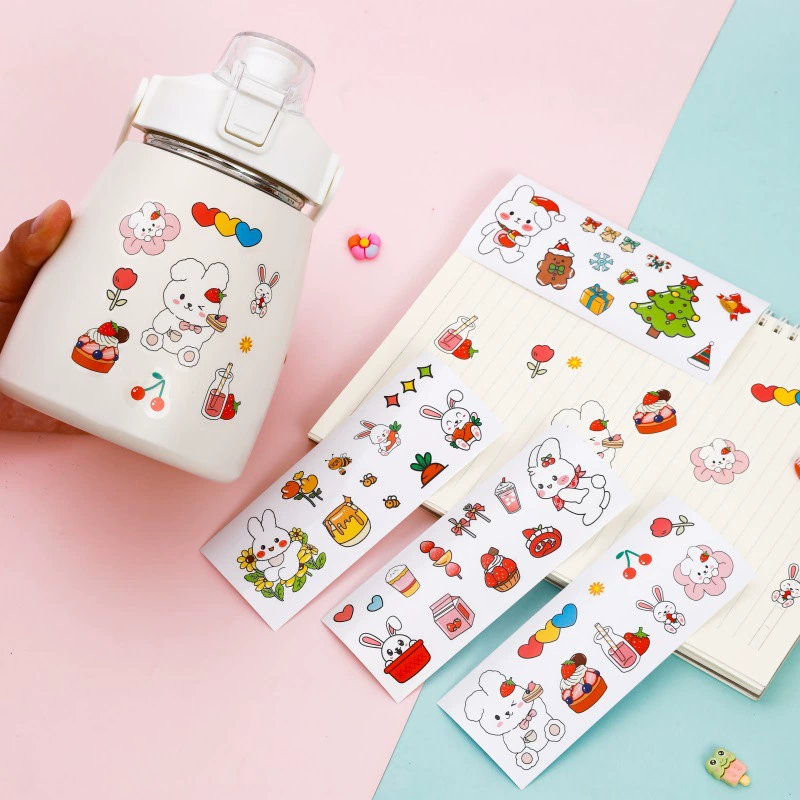 Оригинальные Мультяшные наклейки ins Wind милый белый кролик блокнот водонепроницаемые наклейки на руку наклейки на чашки оптом