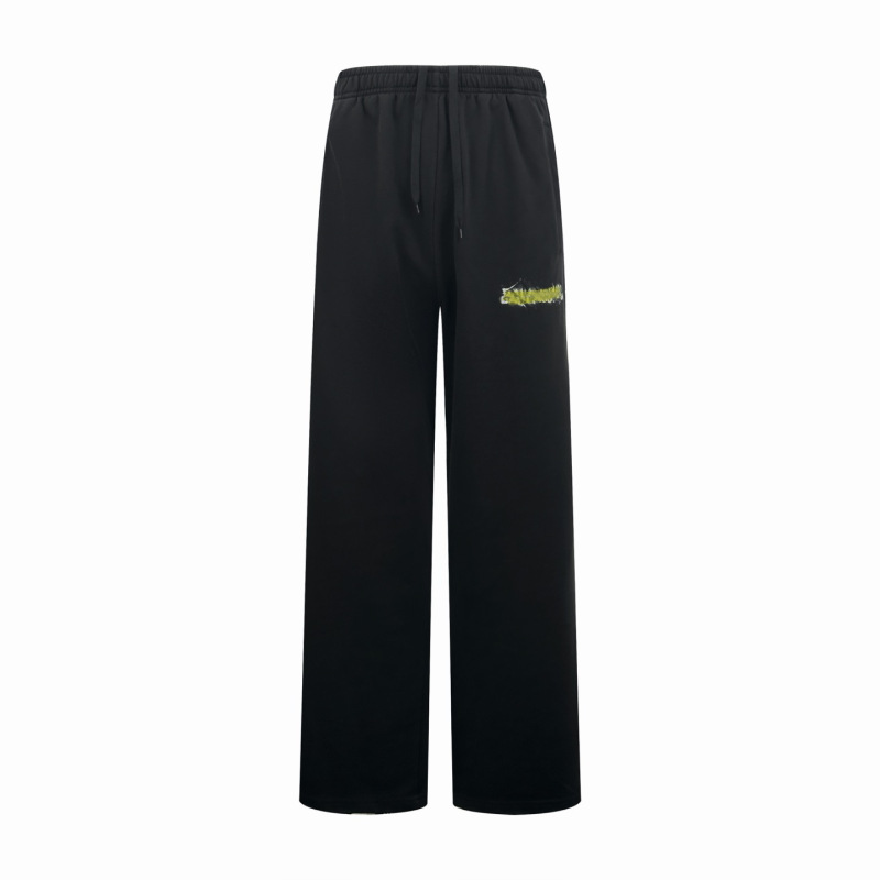 26Ss New Style Fuzzy Letter Tape Logo Print Washed and Distressed Sweatpants
