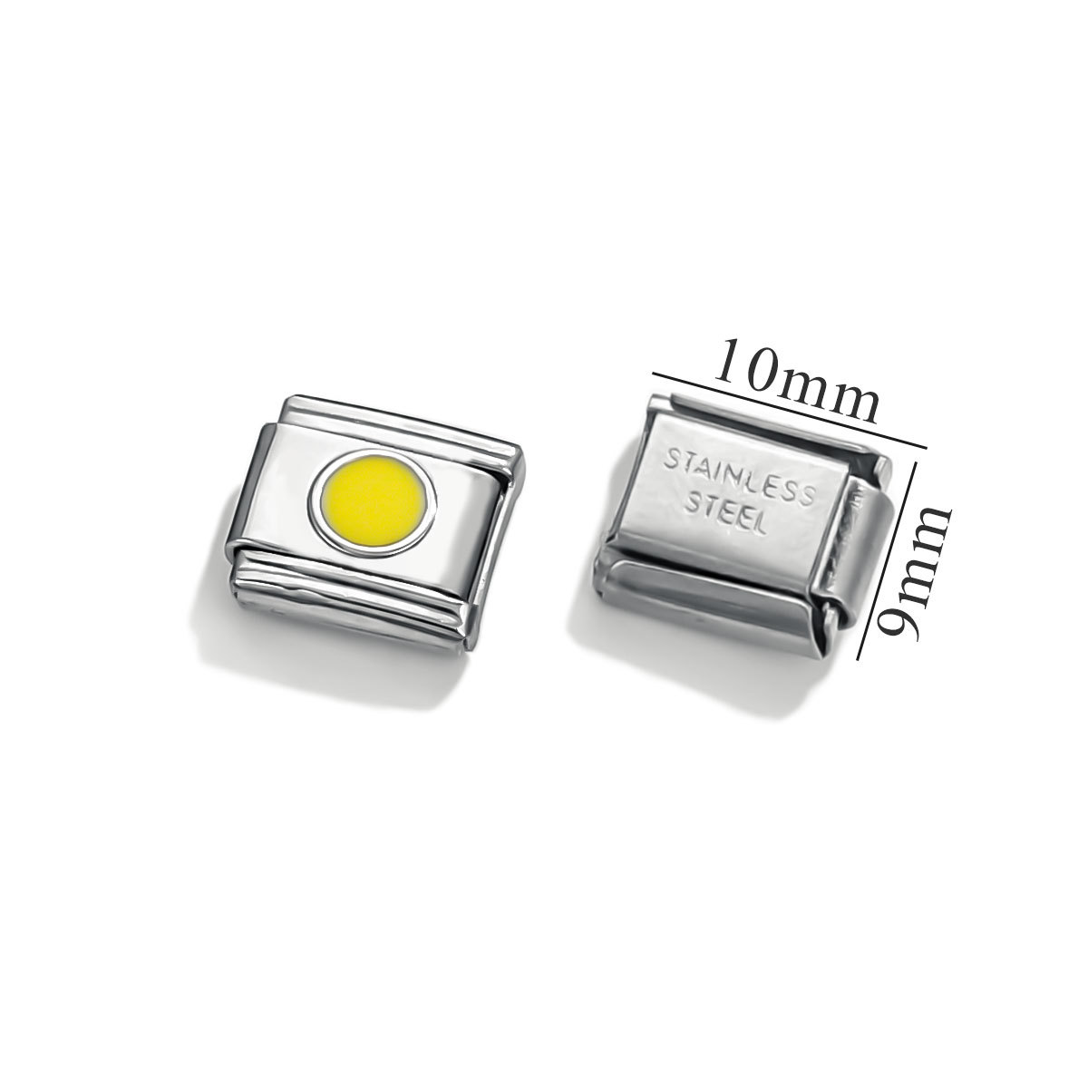 Módulo de acero inoxidable italiano pulsera cuadrada puntos esmalte módulo brillante elástico DIY accesorios de pulsera granular