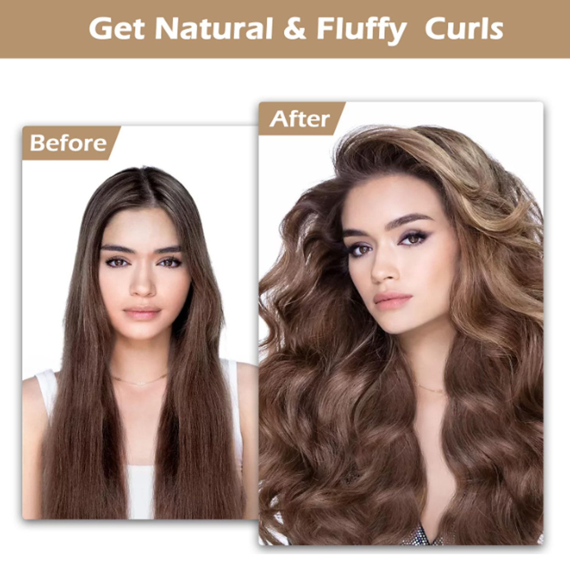 Rizador sin calor estilo amazon, set de 6 piezas de goma de 25 cm para ondas naturales