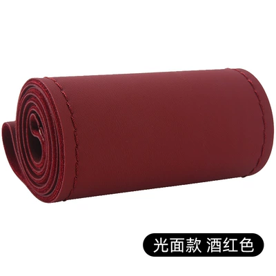 High Elastic Protein Leather Hand-Stitched: Steering wheel cover - smooth-wine-red-38cm