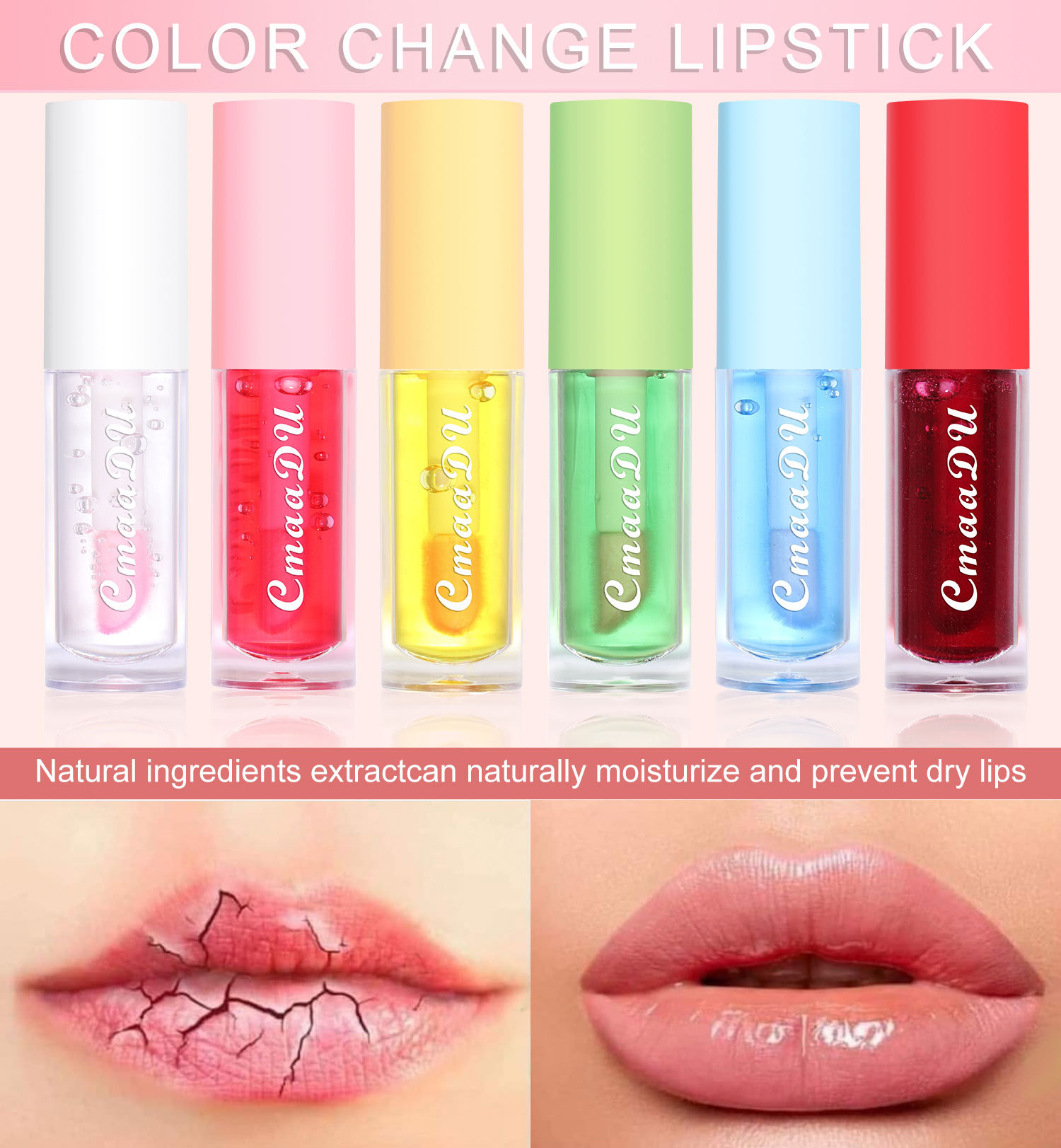 Fashion 6-color Fruit Flavor Color Changing Lip Lacquer display picture 1