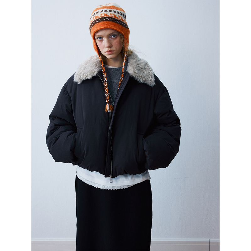 [Dahe] Winter New Casual Curly Fur Collar Rds Traceable 90 White Duck down Parka down Jacket H9036