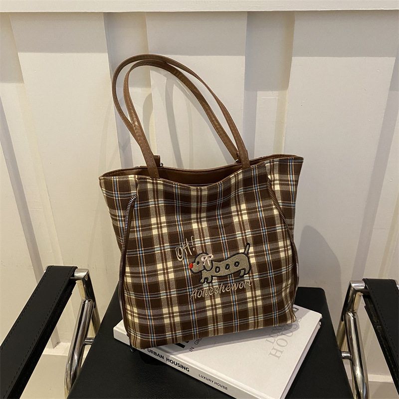 Bolsas de gran capacidad de superfuego para mujeres 2024 nuevo lindo perro salchicha cuadrado otoño invierno bolsas de tote