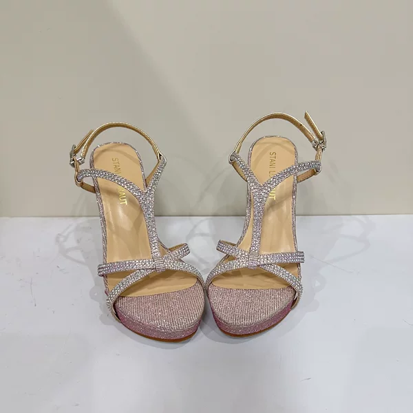 Beautiful Fairy Peep Toe Stiletto Heels 2025 New Summer Fashion High Sense Waterproof Table Rhinestone Sandals for Women