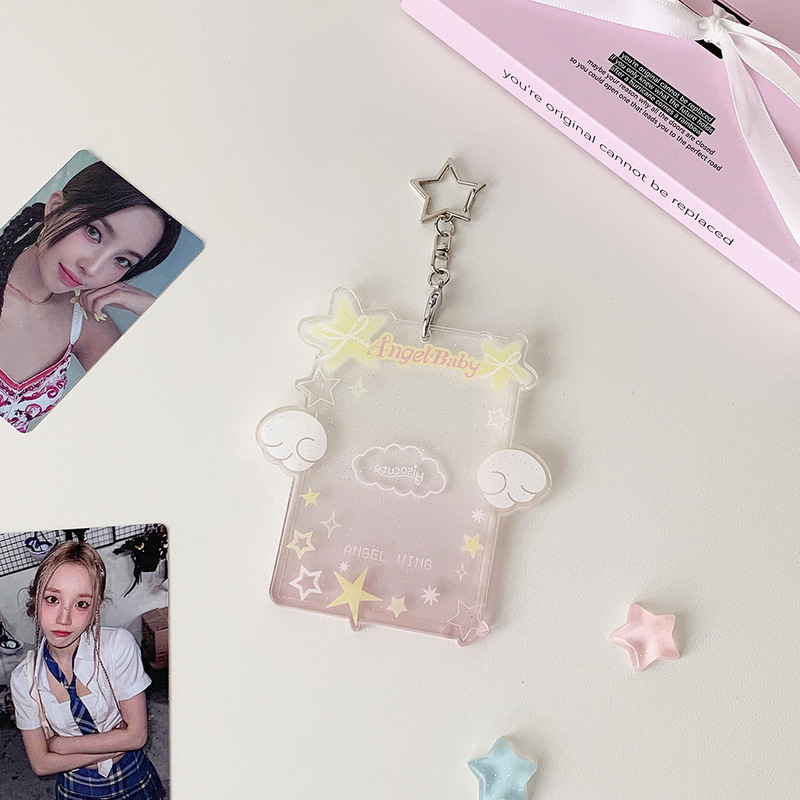 韩版甜美少女天使星星卡套学生3寸追星展示挂件硬卡套公交卡卡包|undefined