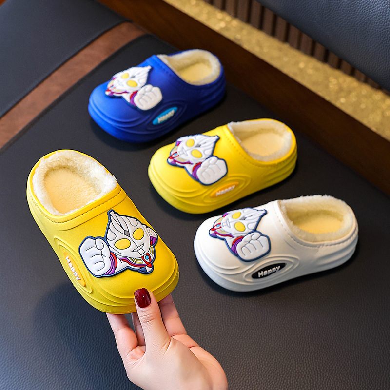 Winter Kidsren's Cotton Slippers for Boys and Girls, Warm, Non-Slip and Velvet Cartoon Cute Kuromi Paw Patrol Cotton Slippers