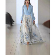 2025春夏亚马逊独立站跨境波西米亚民族风度假数码印花连衣裙