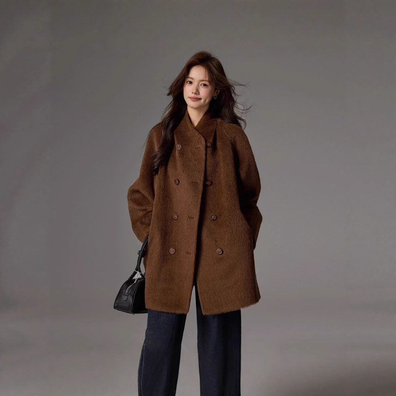 Peru Imported Double-Sided Suli Alpaca Outwear Mid-Length Woolen Outwear 2025 New Style