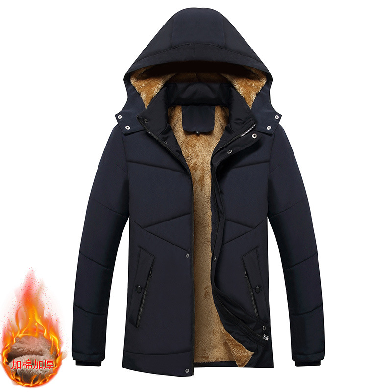 Chaqueta de algodón de invierno nueva chaqueta de algodón de mediana edad, chaqueta simple y cómoda chaqueta con capuz al por mayor