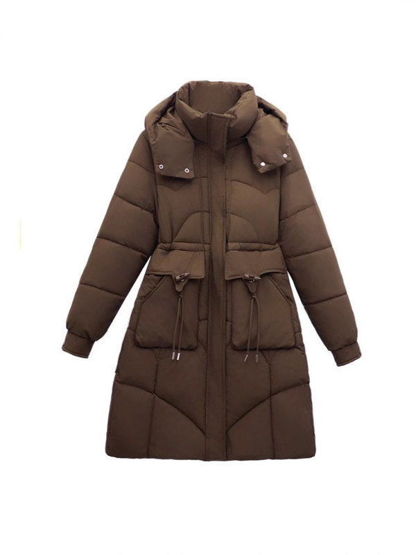 中綿ジャケット冬の女性のミドル丈韓国風ホーンバックル中年母親の厚みのある綿の服2025新しい綿のジャケット|undefined