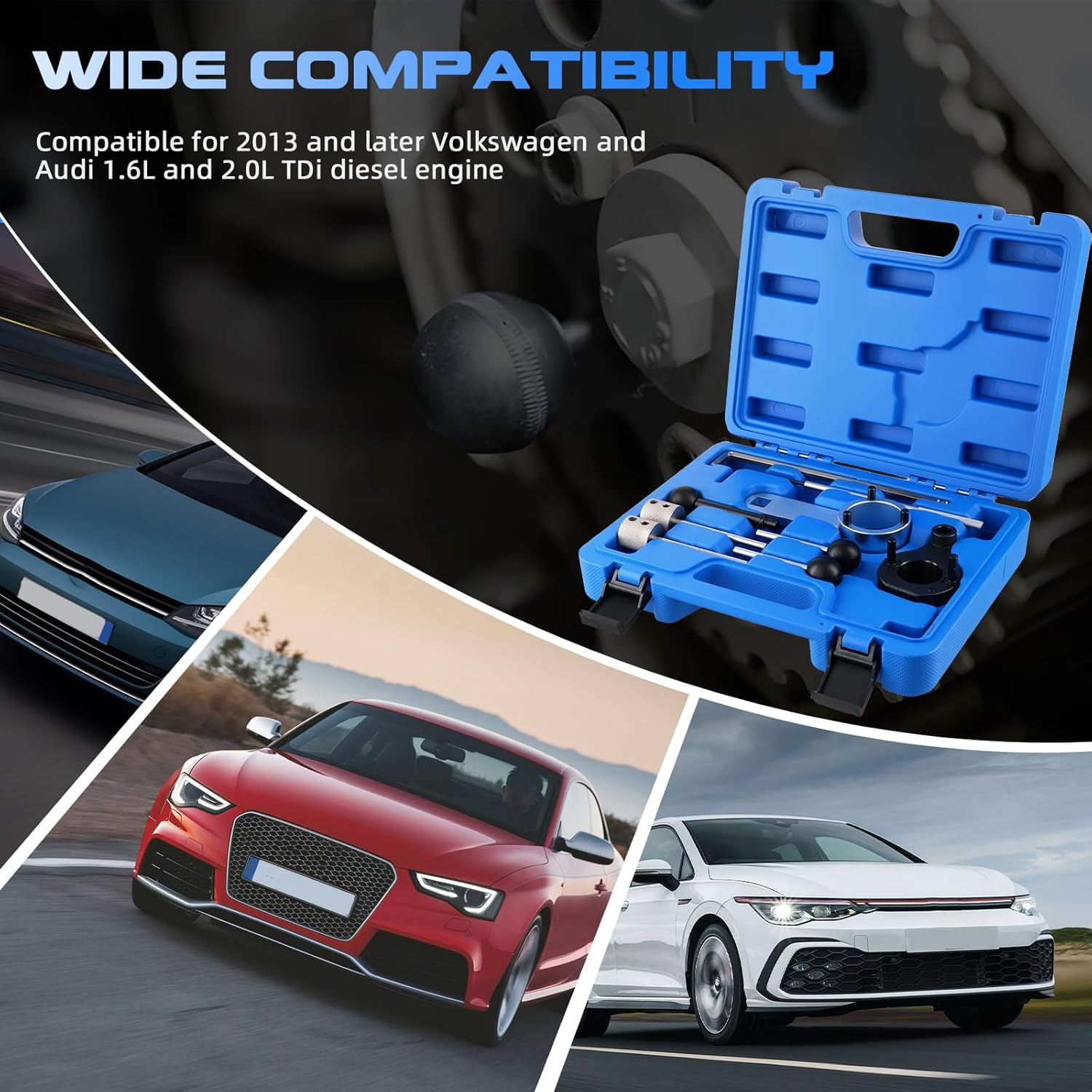 10-Piece Set of Timing Tools for Volkswagen Tiguan Audi Vag 1.9 1.6/2.0 Tdi Cr Diesel Engines
