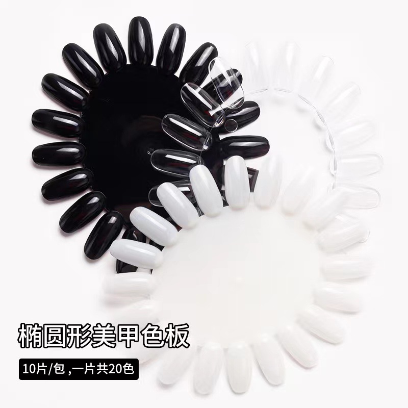 Tarjeta de esmalte de uñas oval 20 tablero de exhibición de obras de uñas de color oval placa de pintura de uñas falsas