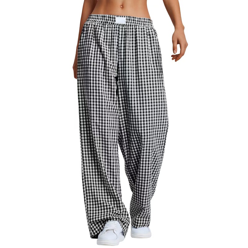 TEMU Amazon women's plaid boxers cotton pajamas casual plaid trousers beach pants with pockets