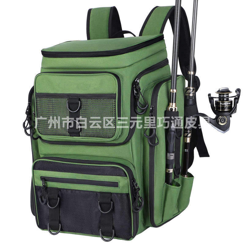 Cross-border New 2024 Outdoor Luya Fishing Backpack Multifunctional Fishing Gear Bag Fishing Rod Storage Bag Camouflage Backpack