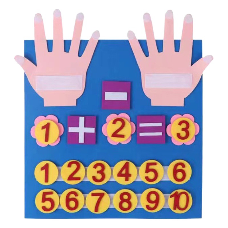 Tablero de aprendizaje de matemáticas, suma y resta para niños, fieltro, tablero de dedos de matemáticas, educación temprana, juguete educativo, lugar de fábrica transfronterizo