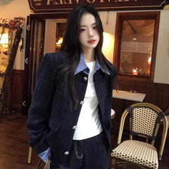 韩系温柔小香风女装秋季2025新款单排扣假两件外套显瘦气质上衣服