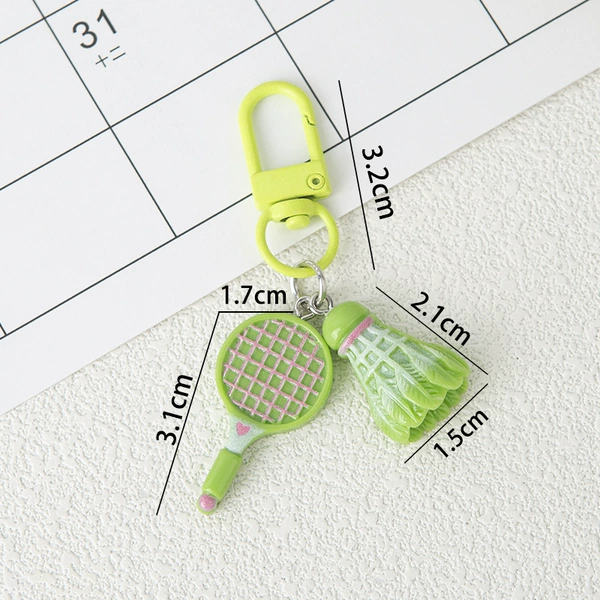 Cute green keychain for badminton