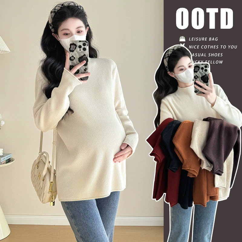Одежда для беременных осень-зима мода корейский свитер толстый свиток