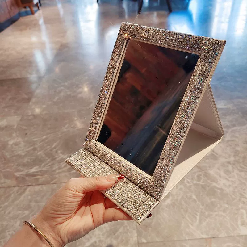 Алмазные HD складные зеркала с блеском кожи PUpa кожа женский портативный общежитие рабочий стол трансграничный взрыв завод прямых продаж