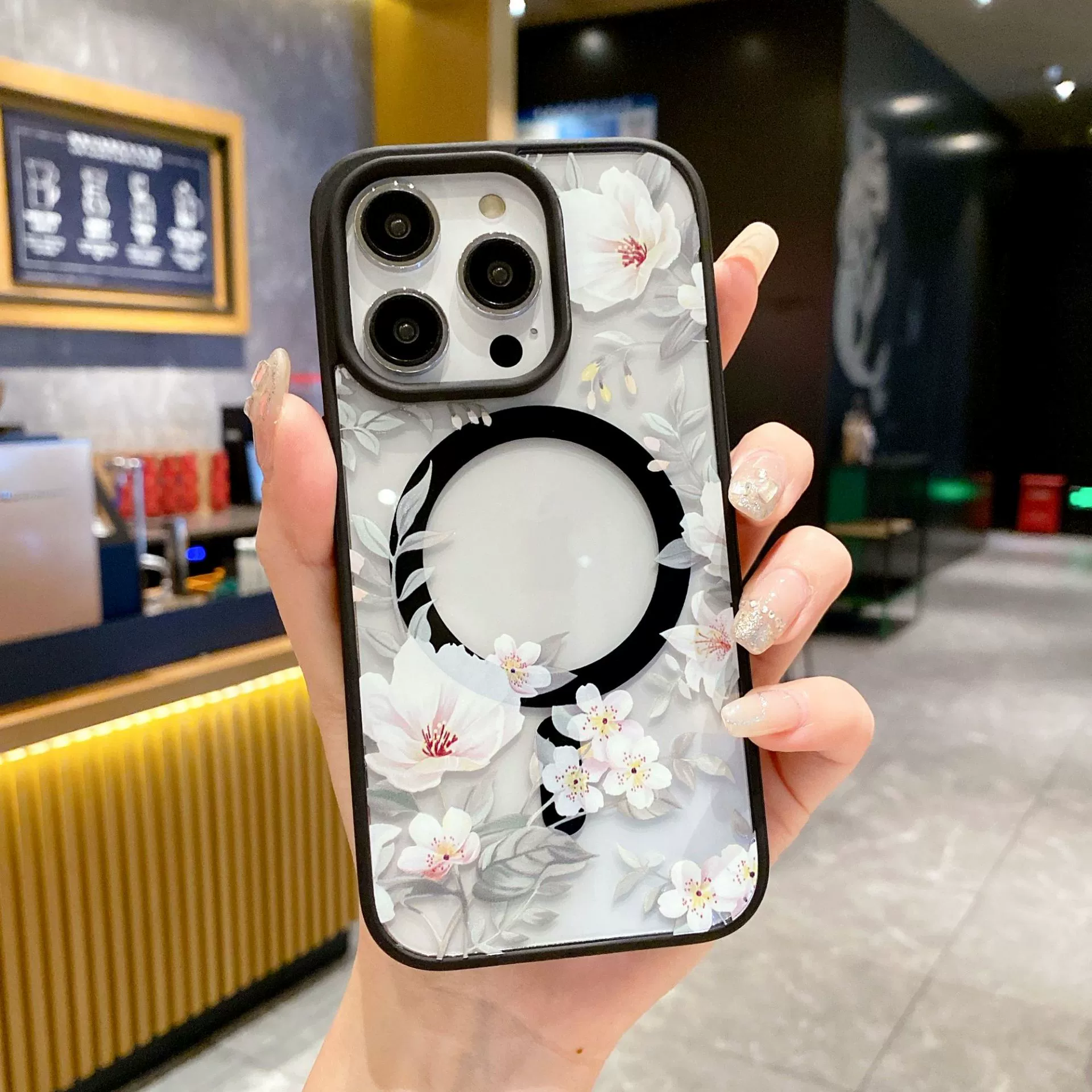 (Переходная торговля), яблоко, акриловый чехол для телефона, iPhone15 Pro, цветочный, 2 в 1