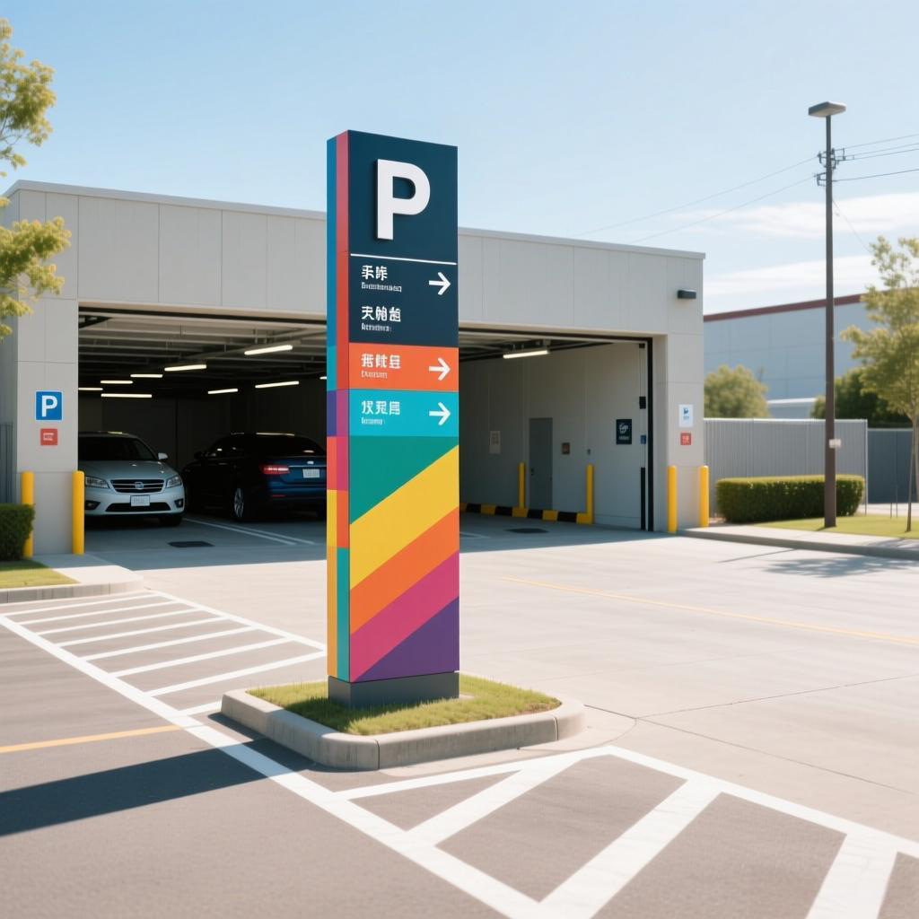 停车场指示牌发光字导向牌户外立式不锈钢立牌停车场出入口指示牌