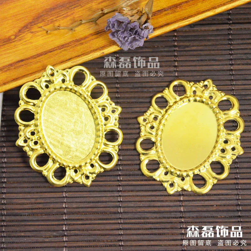  Costume bride wedding group fan base with 18*25 diamond DIY ornament iron sheet elliptical lens gem sheet